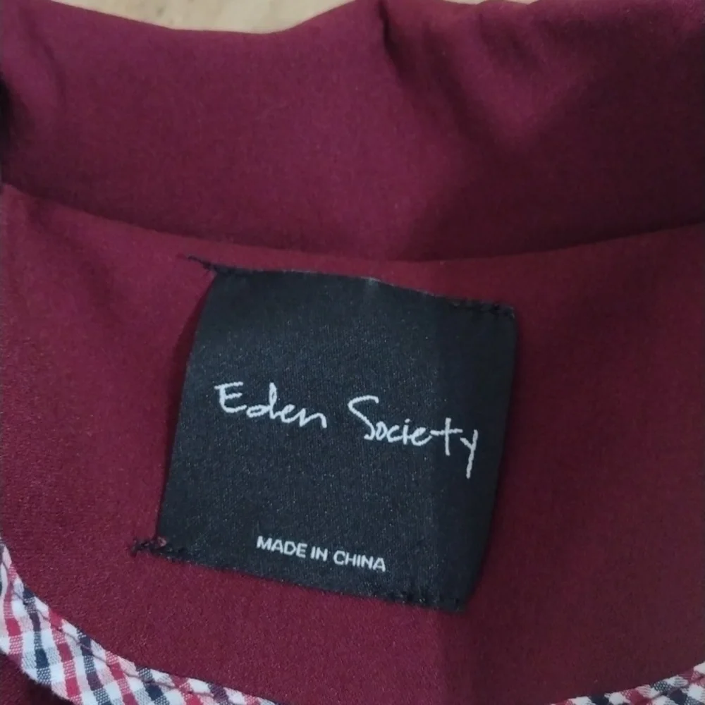 Eden Society Burgundy Full Front Zip Utility Jacket Size S - Picture 6 of 12
